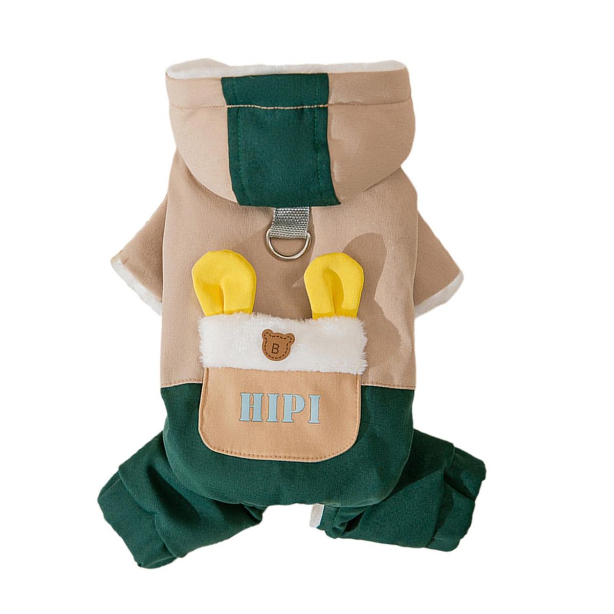 Dog Jacket Dog Puppy Hooded Four-legged Winter Clothes Brown