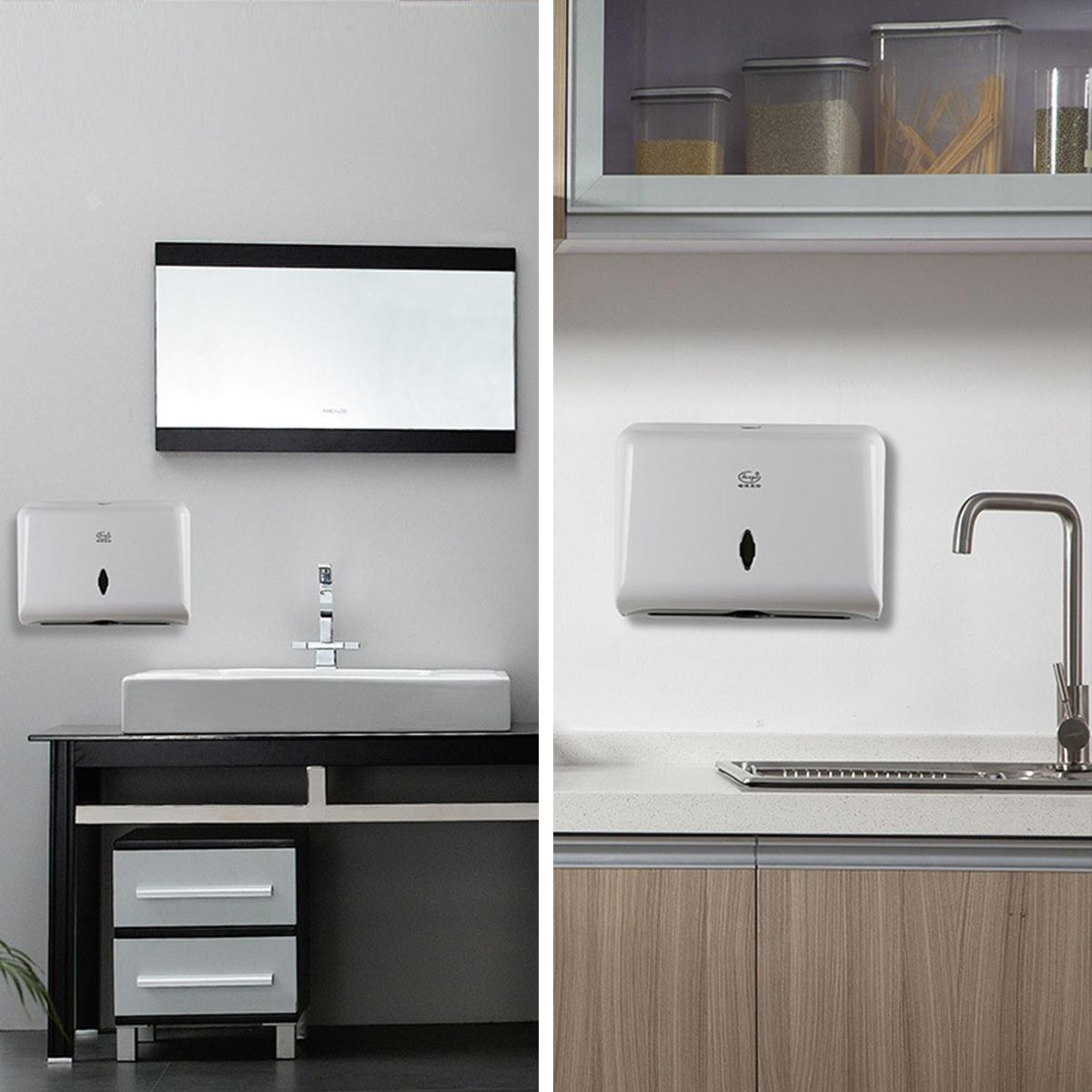 Paper Towel Dispenser No Drilling Wall Mounted Paper Towel Holder Dispenser Bathroom Toilet Tissue Dispenser Kitchen Paper Towel Dispenser with Nail-free Screw Sticker
