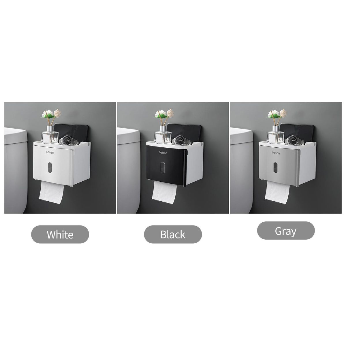 Tissue Box with Shelf Paper Towel Dispenser Wall Mounted Adhesive Roll Paper Holder Dispenser Bathroom Toilet Tissue Dispenser Home Kitchen Paper Towel Dispenser