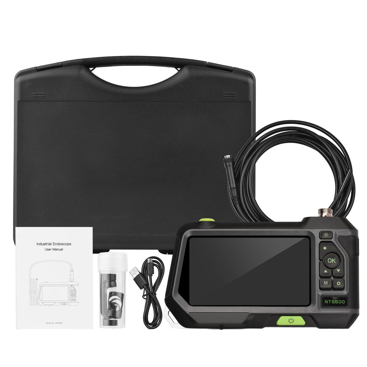 5-inch Large LCD Digital Endoscope 8mm Dual-lens Industrial Endoscope Borescope Automotive Inspection Camera with 4 LEDs Light IP67 Waterproof Lens with 5M Wire for Pipe Drain Sewer Plumbing Vent Sewer Inspection
