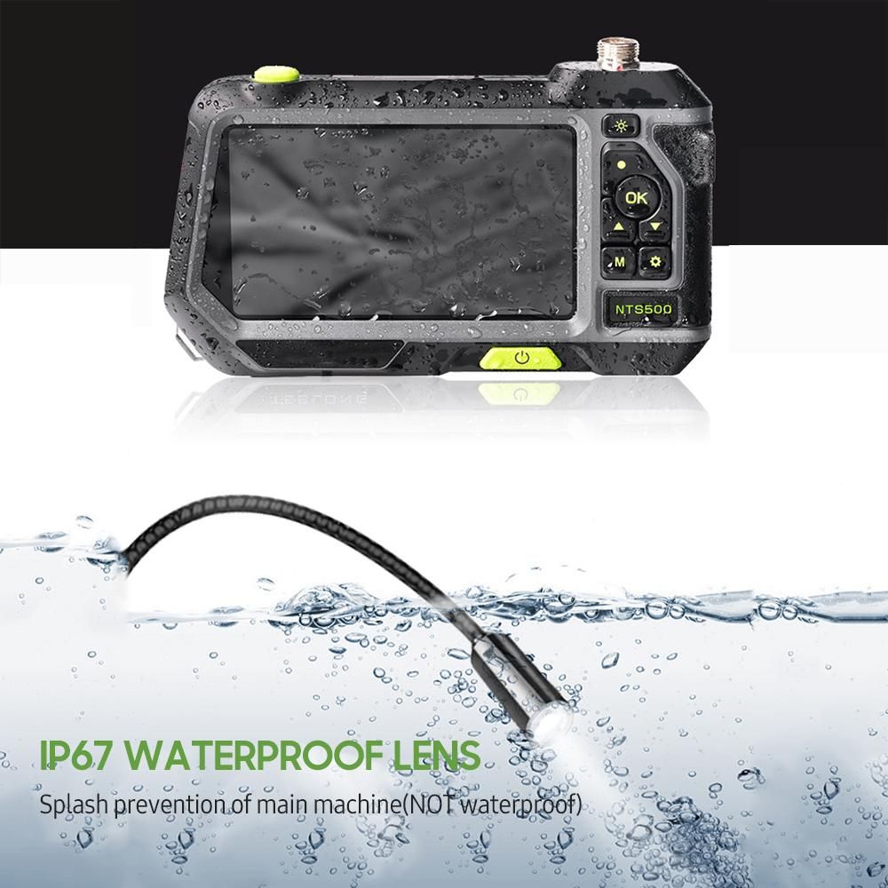 5-inch Large LCD Digital Endoscope 8mm Dual-lens Industrial Endoscope Borescope Automotive Inspection Camera with 4 LEDs Light IP67 Waterproof Lens with 5M Wire for Pipe Drain Sewer Plumbing Vent Sewer Inspection