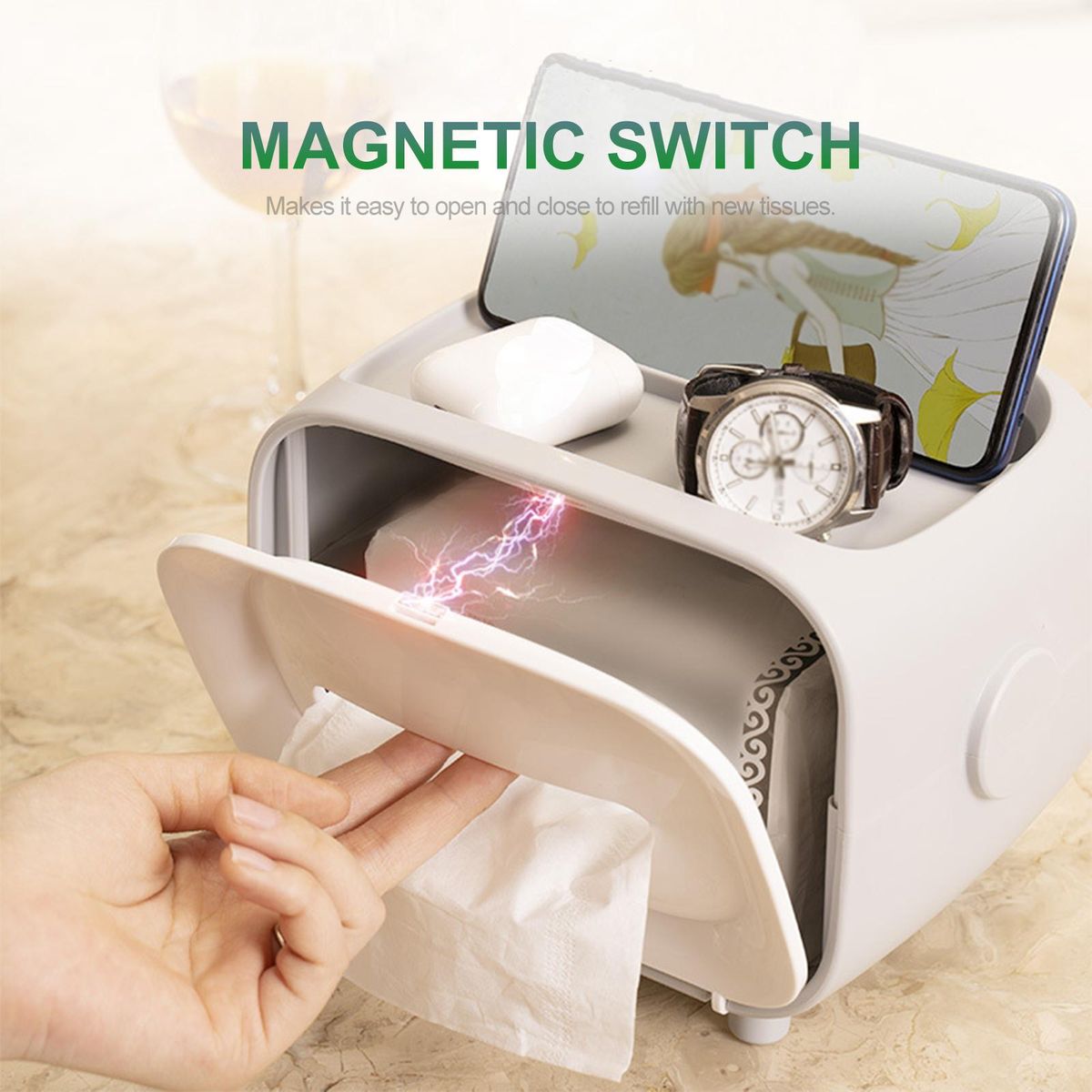 Paper Towel Dispenser Mobile Phone Holder Coreless Toilet Tissue Dispenser Garbage Bags Magnetic Switch Dispenser ome Paper Extraction Dispenser
