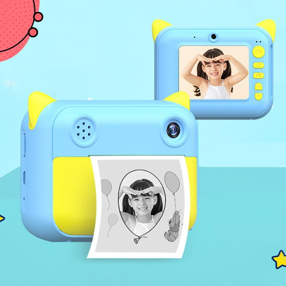 Cute Kids Instant Print Camera 1080P Digital Video Camera Dual Camera Lens 12MP 2.4 Inch LCD Screen Built-in Battery Birthday Festival Christmas Gift for Boys Girls