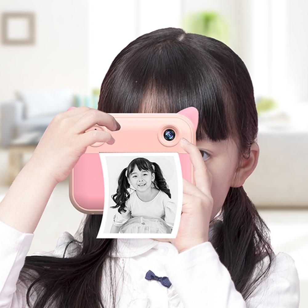 Cute Kids Instant Print Camera 1080P Digital Video Camera Dual Camera Lens 12MP 2.4 Inch LCD Screen Built-in Battery Birthday Festival Christmas Gift for Boys Girls