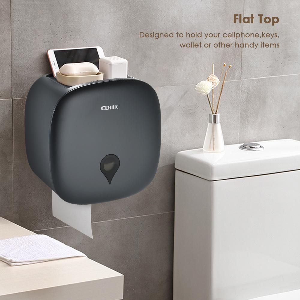 CDWK Wall Mounted Single Jumbo Roll Tissue Dispenser Waterproof Toilet Paper Dispenser Holder for Hotel Restaurant Home Park--Grey