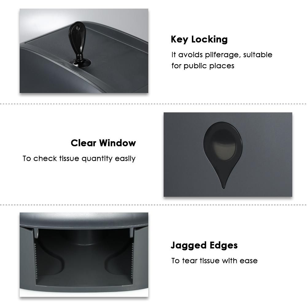 CDWK Wall Mounted Single Jumbo Roll Tissue Dispenser Waterproof Toilet Paper Dispenser Holder for Hotel Restaurant Home Park--Grey