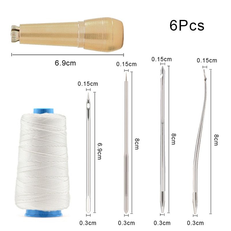 6pcs Leather Sewing Kit With Waxed Thread Leather Craft Tools Leather Sewing Awl  Leather Toolsfor Shoemaker Canvas Repair