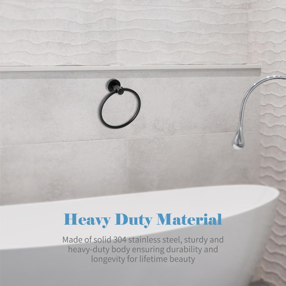 6PCS Bathroom Hardware Set Towel Bar Towel Ring Toilet Paper Holder 3 Hooks Stainless Steel Wall Mounted Drilling Towel Holder Toilet Paper Rack Hanging Hooks