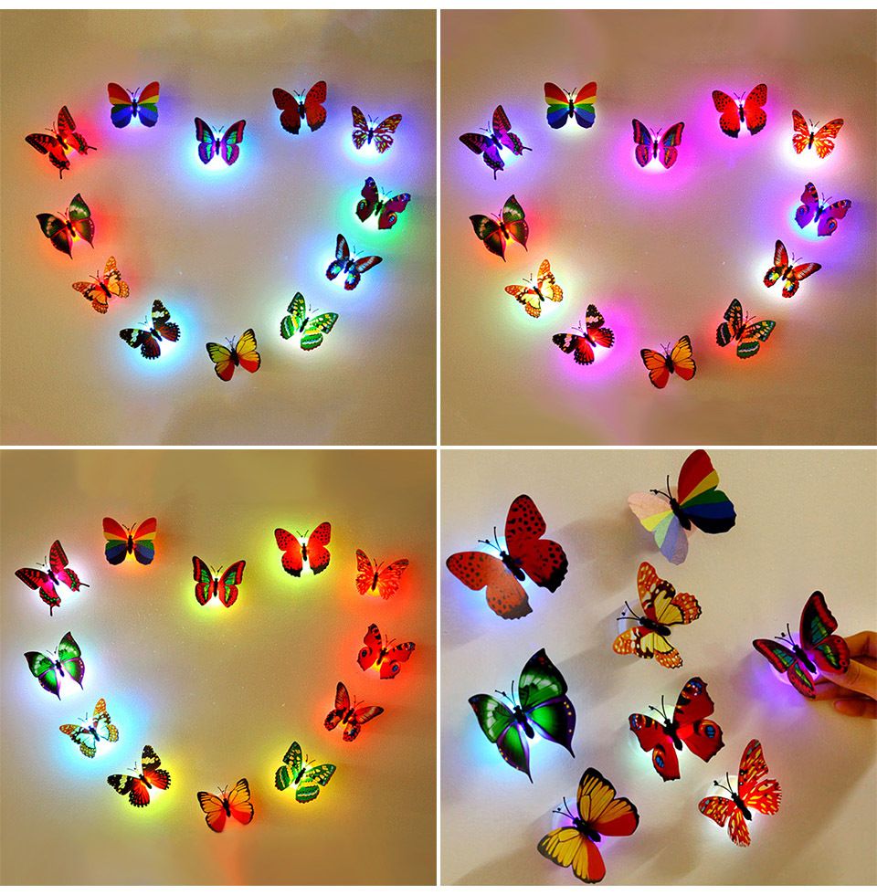 Colorful Butterfly LED Night Light Beautiful Wall Color  For Home Decoration