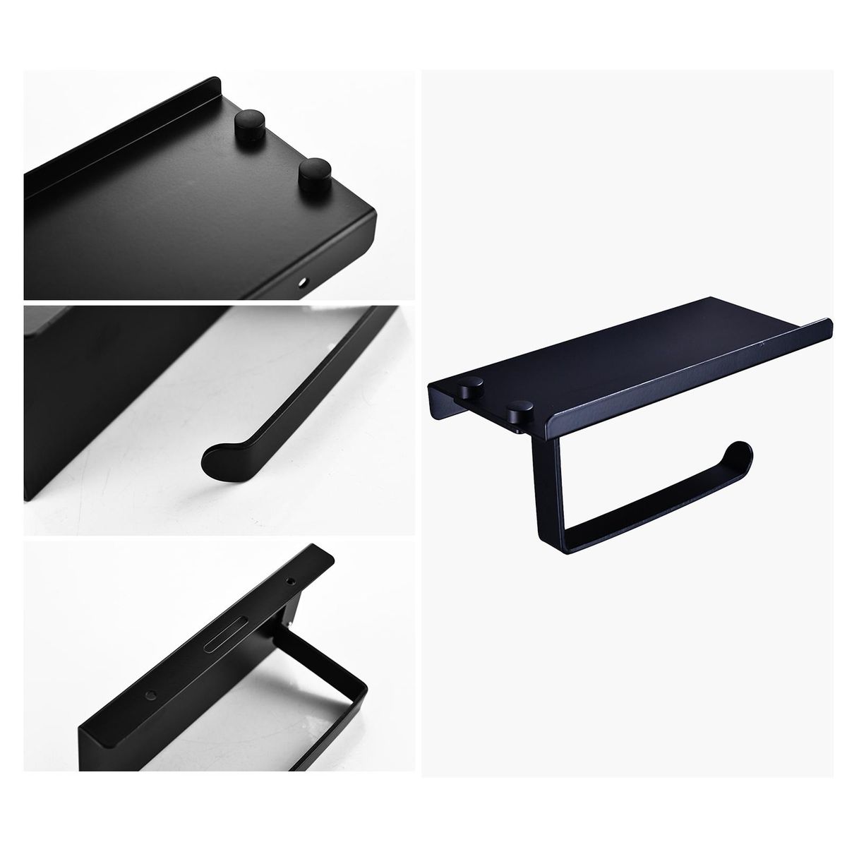 7PCS Bathroom Hardware Set Towel Bar Toilet Paper Holder 4 Hooks Stainless Steel Wall Mounted Drilling Towel Holder Toilet Paper Rack Hanging Hooks