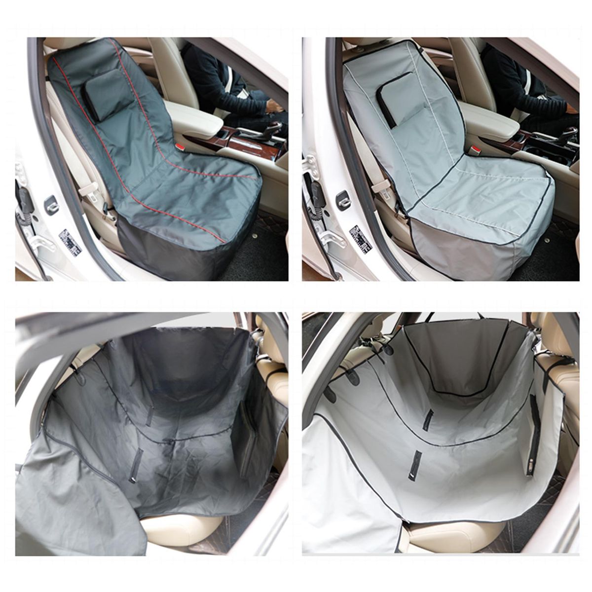 Pet Car Seat Cover Dog Protector Anti-seep Anti-scratch Waterproof Passenger Seat Cushion Foldable Zipper Backing Adjustable Strap for SUVs Trucks