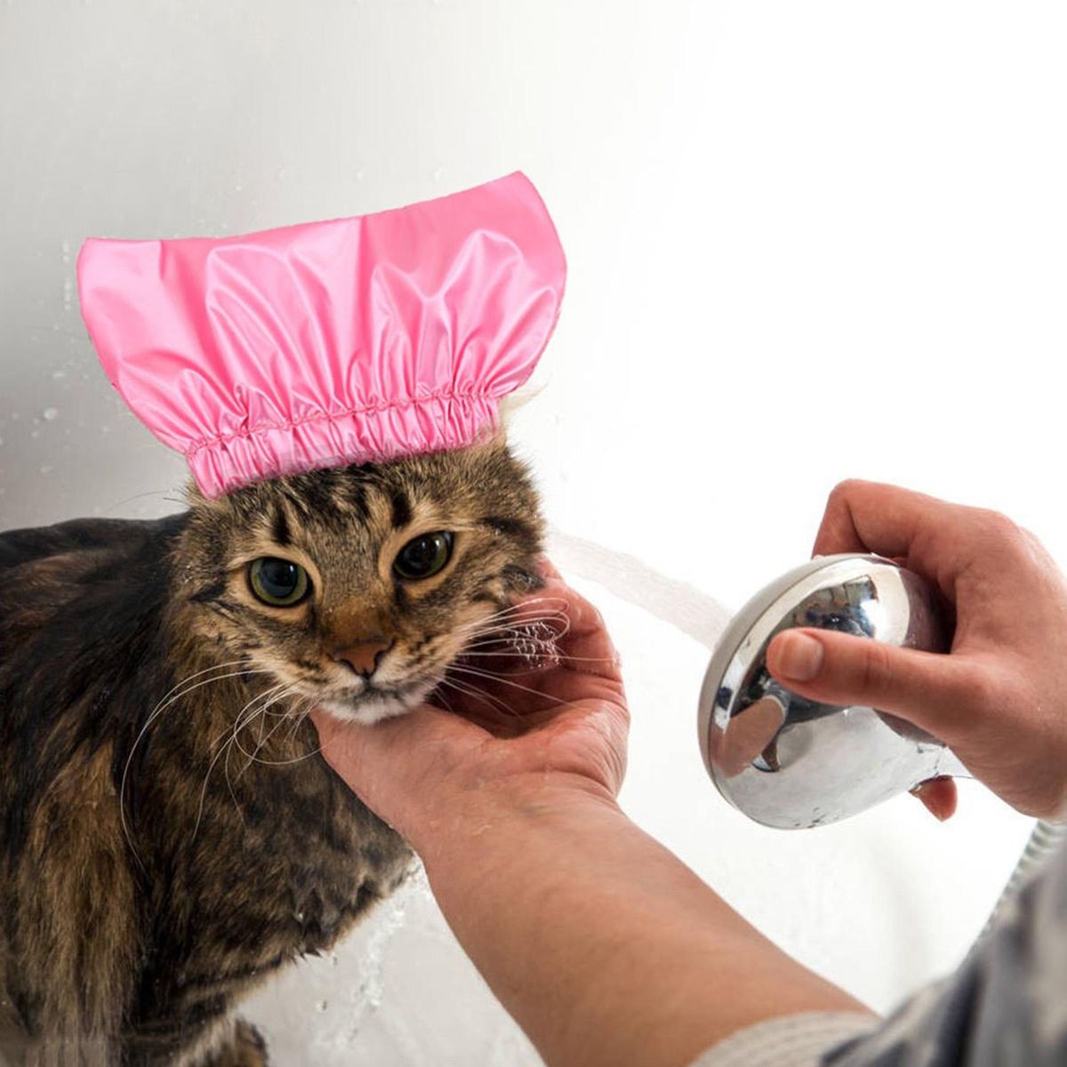 Dog Bathing Cap Ear Prevention Guard Pet Bathing Headgear Rose Red