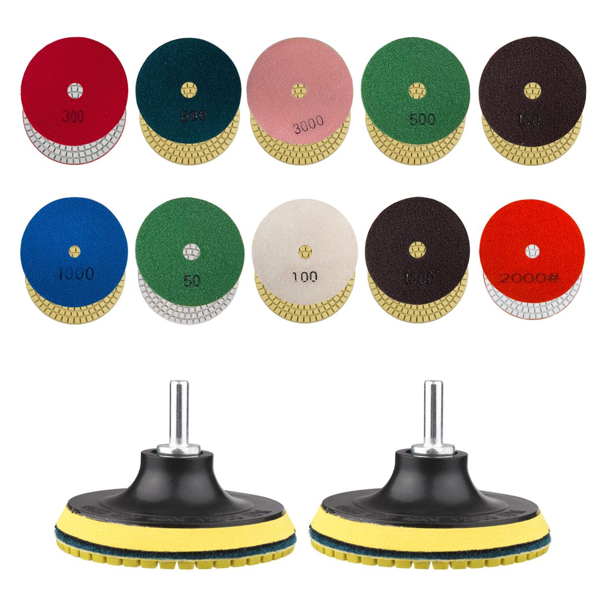 10pcs Diamond Polishing Pads 4 Inch + 2pcs Backing Holder