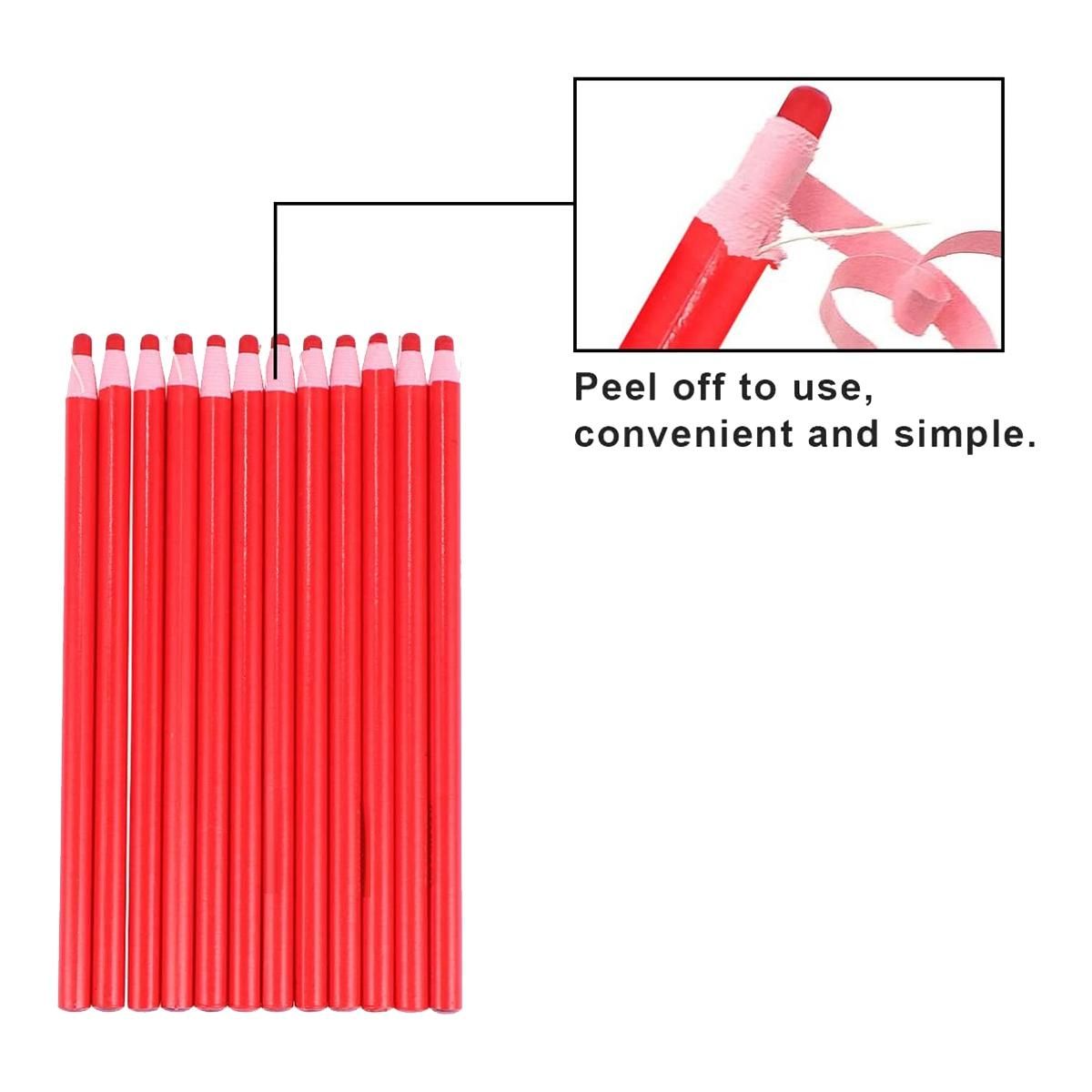 12Pcs Strippable China Marker Suit Tailor Chalk Crayon Sewing Embroidery Pen Hidden Leather Fabric Mark Red
