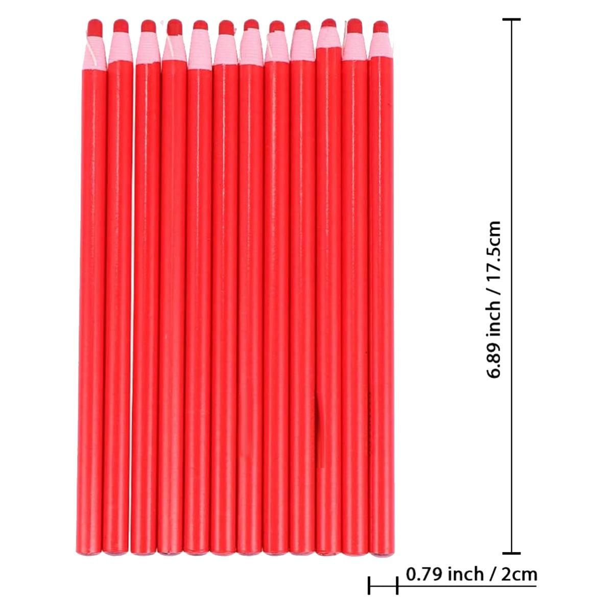 12Pcs Strippable China Marker Suit Tailor Chalk Crayon Sewing Embroidery Pen Hidden Leather Fabric Mark Red