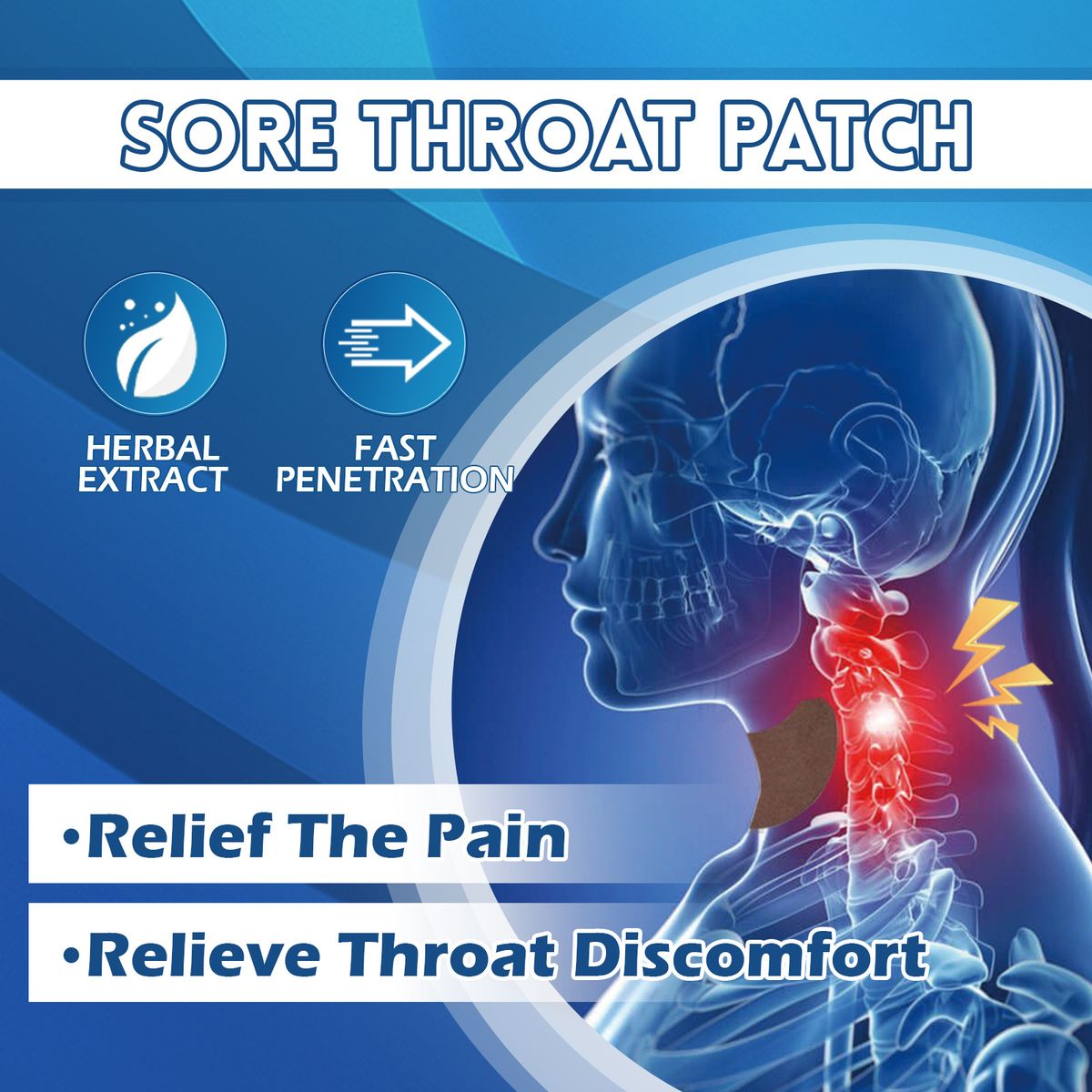 10Pcs Sore Throat Patch Relieve Pain Discomfort Plaster