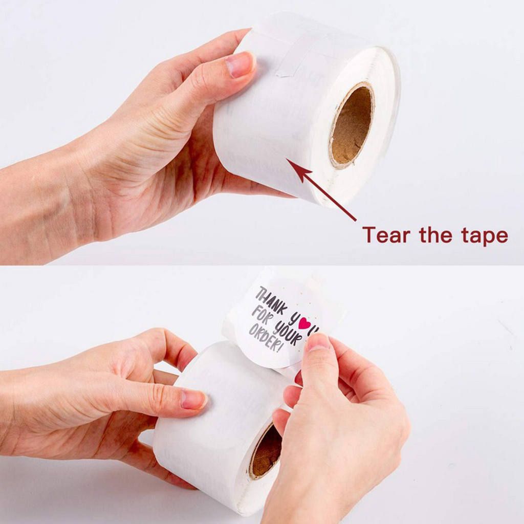 500Pieces Roll Thank You Packaging Sealing Stickers THANK Multicolor