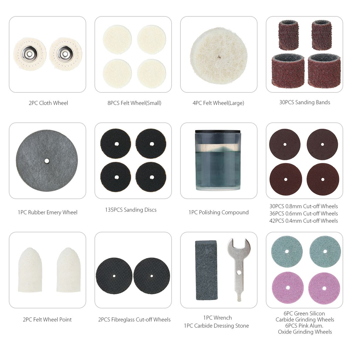378pcs Rotary Tool Accessories Kit. Including Polishing Wax,
