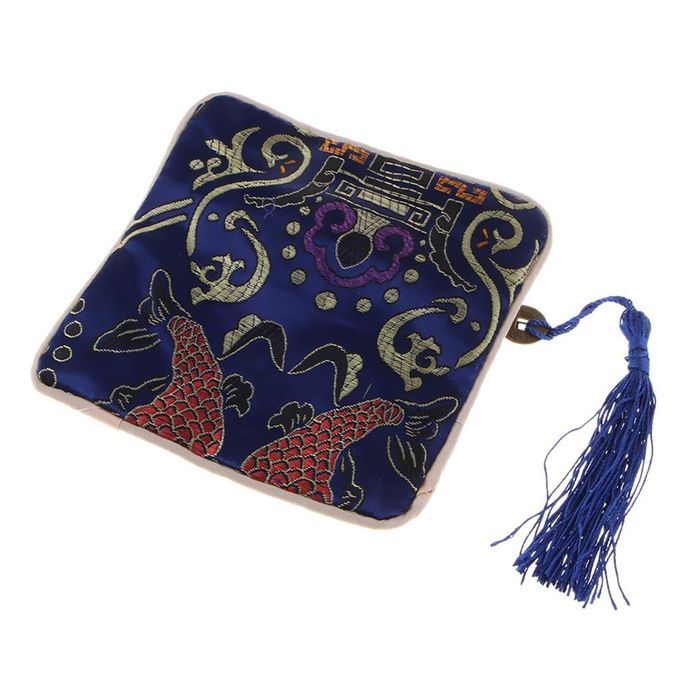 Traditional Embroidery Silk Purse Gift Jewelry Guzheng Nail Tape Blue