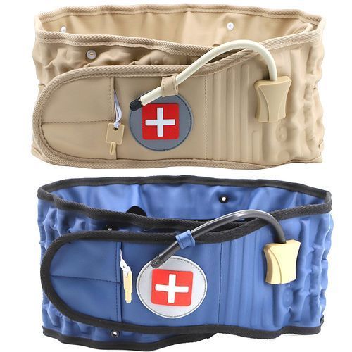 (Khaki,)Back Decompression Waist Belt Back Massager Back Pain Relief Spinal Lumbar Inflatable Traction Belt Air Waist Support Brace Belt DON