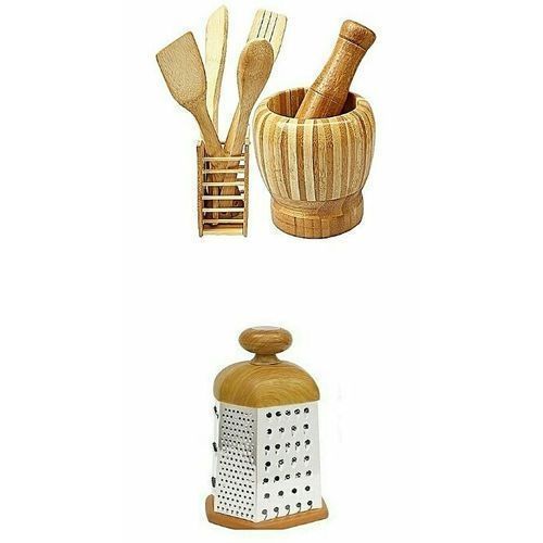 Wooden Grater,Spoons Set,Mortar & Pestle.
