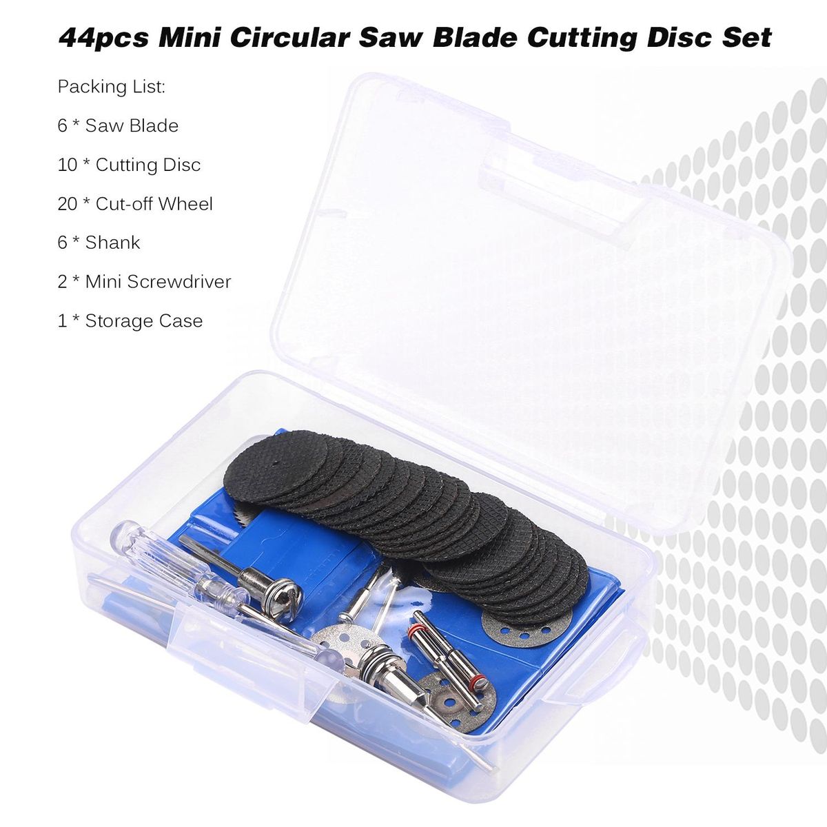 45pcs Mini Circular Saw Blade Cutting Disc Set Grinding Wheel Disc Cut-Off Wheels Cutting Discs for Rotary Tool with Transparent Storage Case Electric Grinding Accessories for Cutting Grooving Trimming