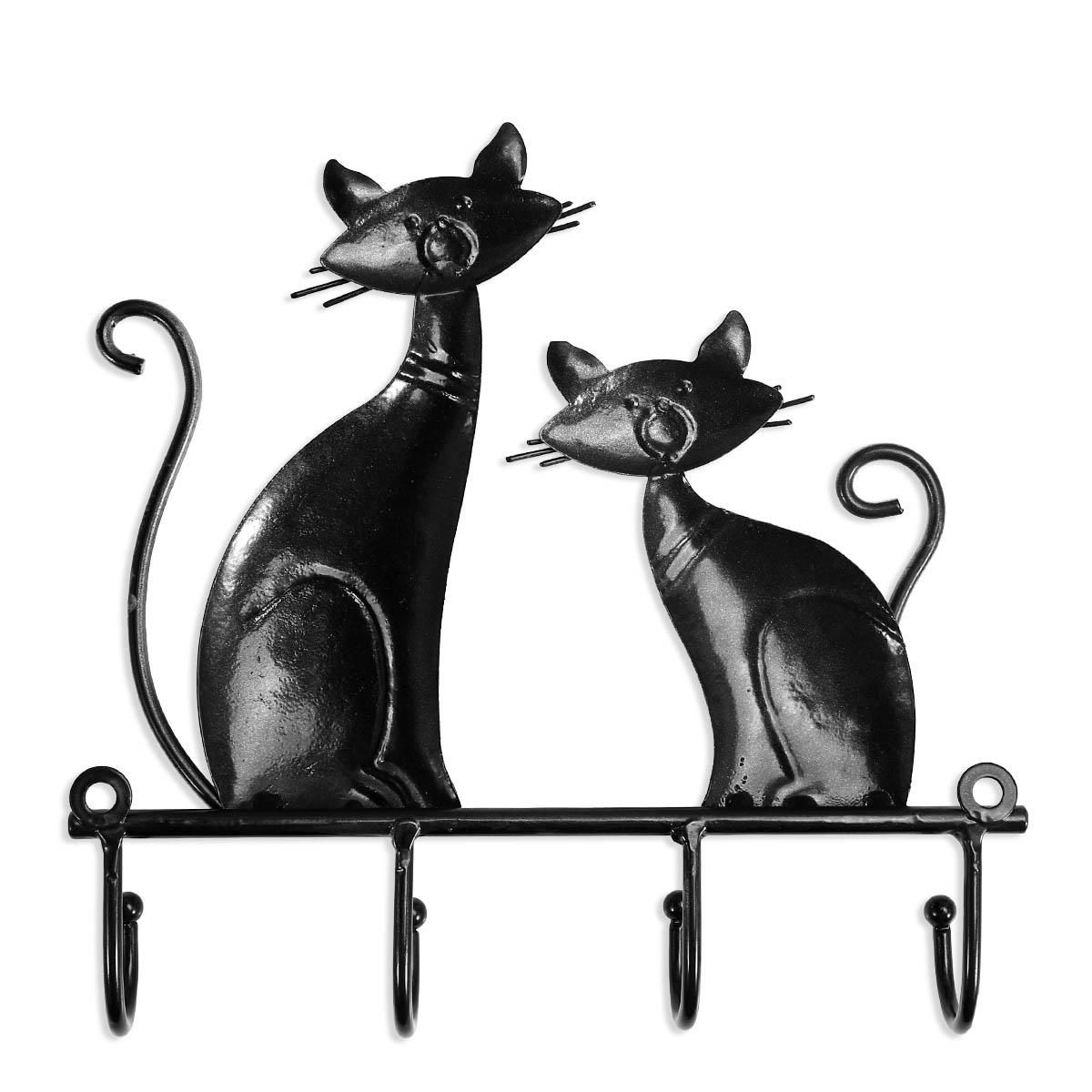 Tooarts Iron Cat Wall Hanger Hook Decor 4 Hooks for Coats Bags Wall Mount Clothes Holder Decorative Gift
