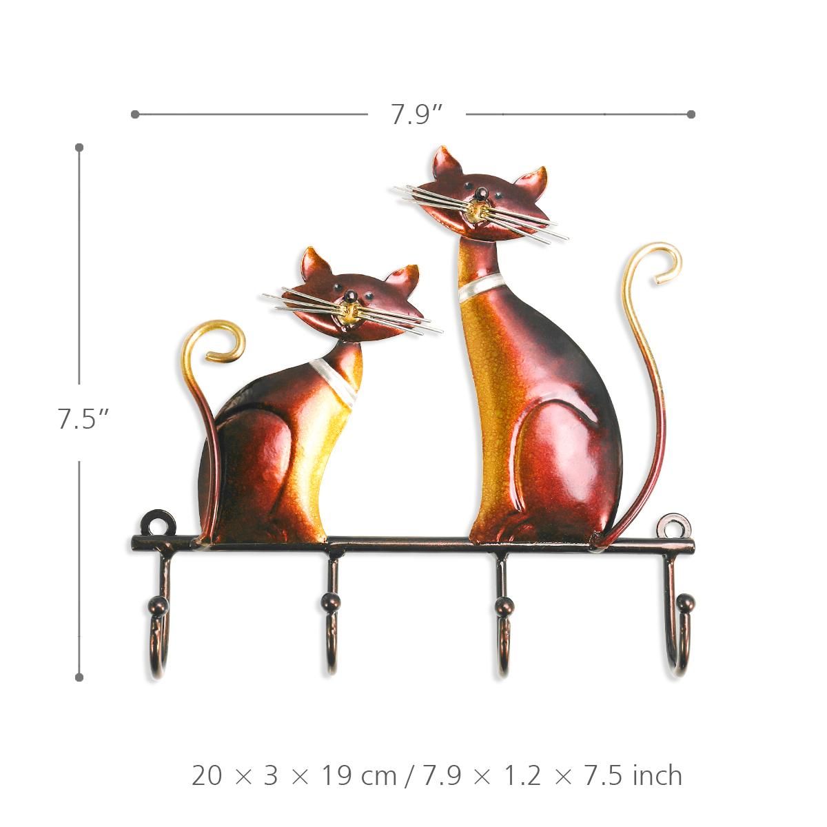 Tooarts Iron Cat Wall Hanger Hook Decor 4 Hooks for Coats Bags Wall Mount Clothes Holder Decorative Gift