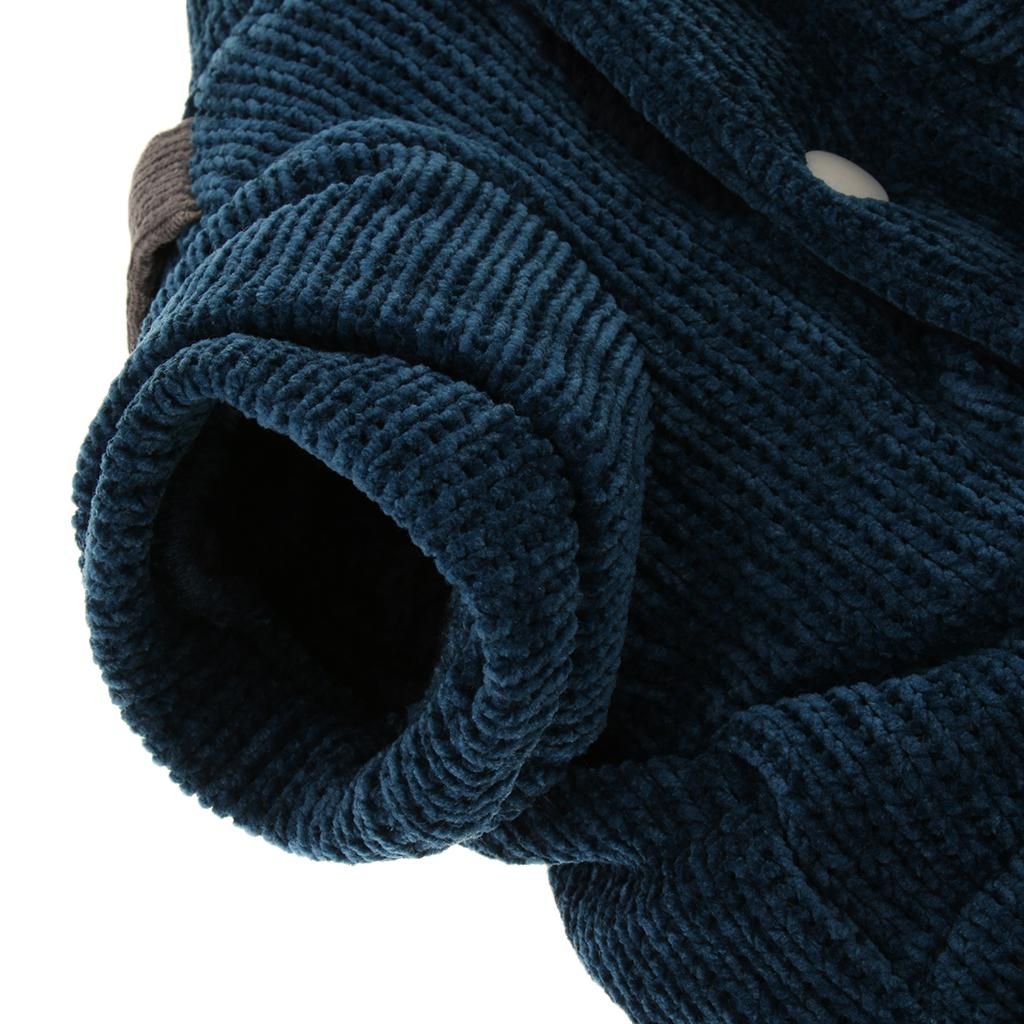 Pet Dog Clothes Double-Layer Corduroy Four-Legged Cotton Deep Blue M