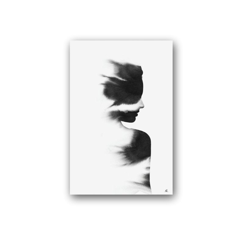 Monochrome Atomic Lady Wall Art Frame Canvas