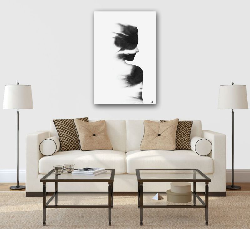 Monochrome Atomic Lady Wall Art Frame Canvas