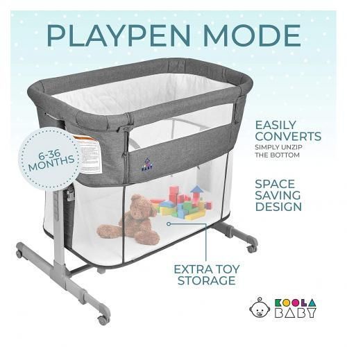 Baby 3 In 1 Baby Bedside Sleeper  Easy Folding Portable Crib