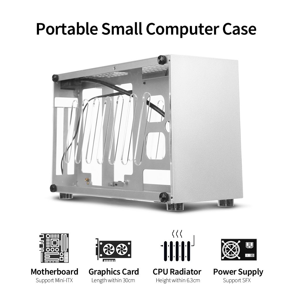 Portable Small Computer Case Aluminum Shell Support Mini-ITX