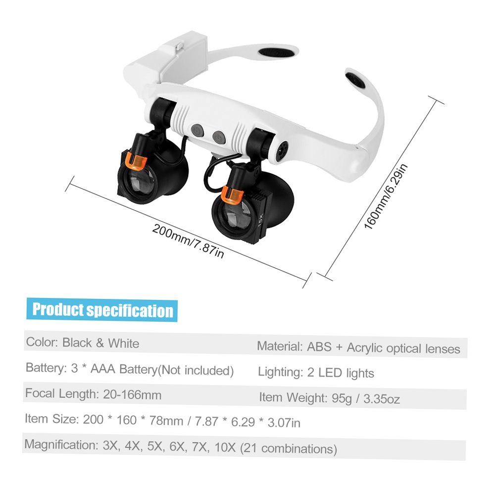 Headband Magnifier Eye Loupes Eyeglass Style Hands-Free