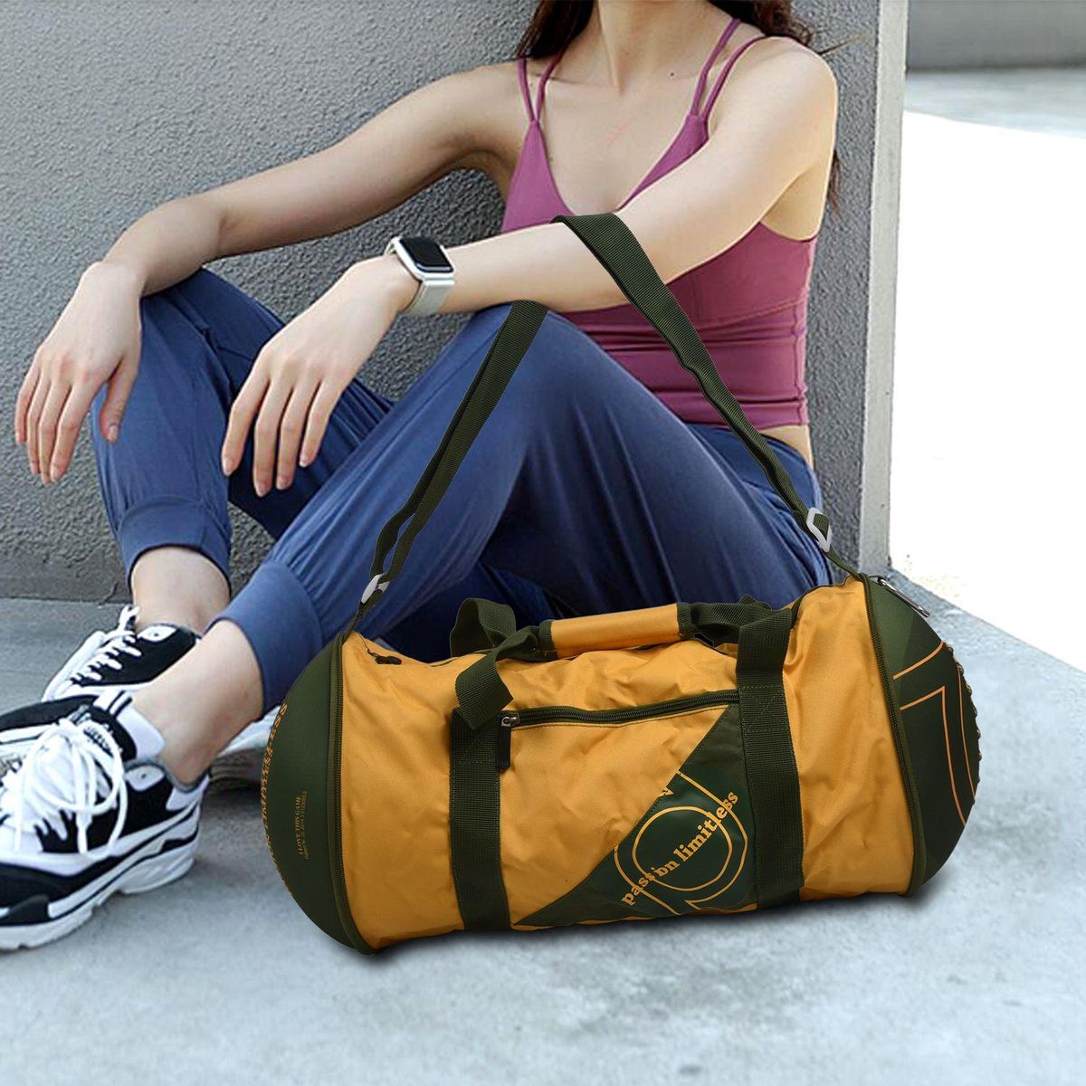 Unisex Football Shape Gym Sport Duffel Bag Travel Vacation Home Outdoor(Green)