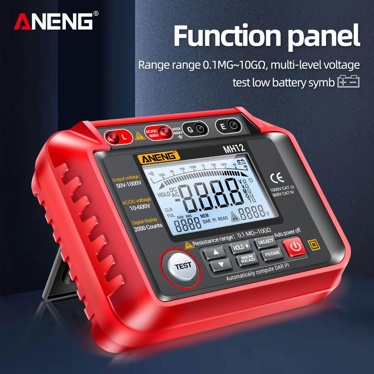 ANENG MH12 Insulation Resistance Tester Shaking Table High Precision Megger Digital Insulation Resistance Meter Voltage Meter