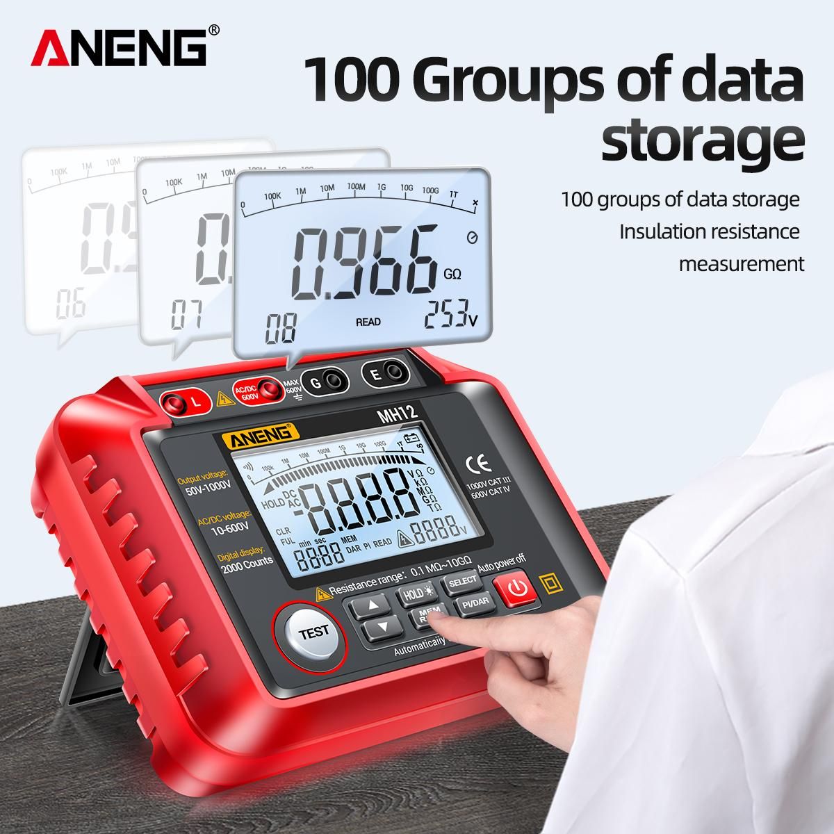 ANENG MH12 Insulation Resistance Tester Shaking Table High Precision Megger Digital Insulation Resistance Meter Voltage Meter