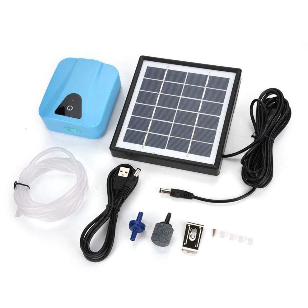 Energy-saving Aquarium Airpump Solar Powered Oxygenator Water Oxygen Pump-blue-100*80*38mm