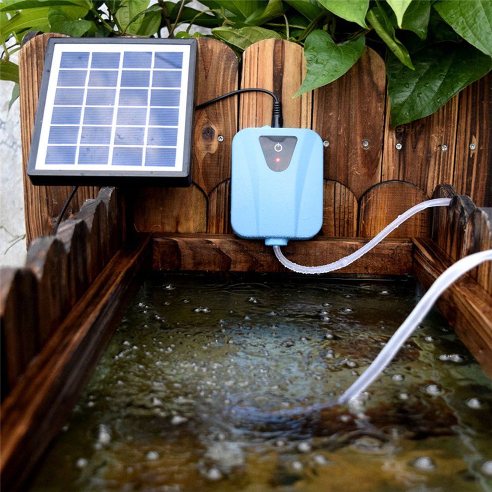 Energy-saving Aquarium Airpump Solar Powered Oxygenator Water Oxygen Pump-blue-100*80*38mm