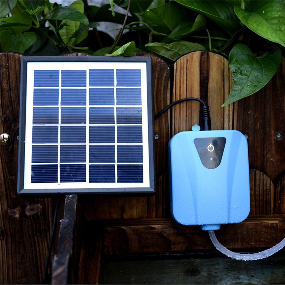 Energy-saving Aquarium Airpump Solar Powered Oxygenator Water Oxygen Pump-blue-100*80*38mm