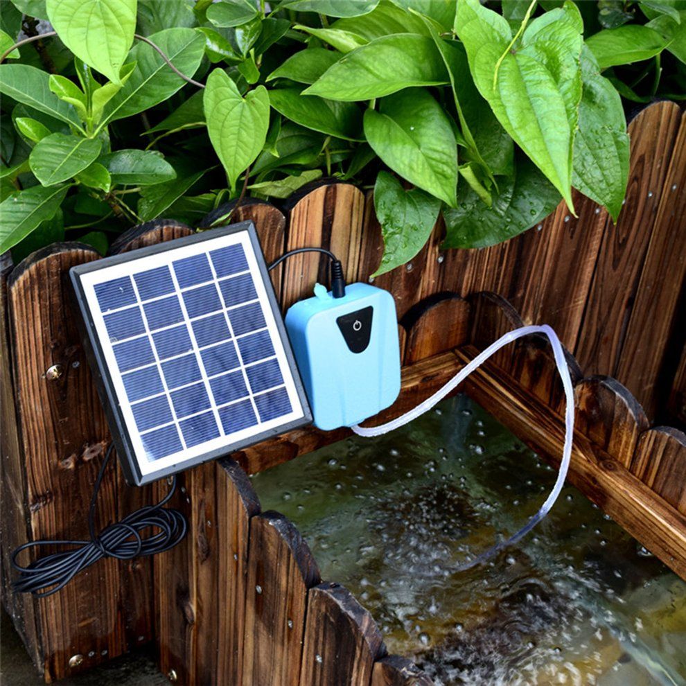 Energy-saving Aquarium Airpump Solar Powered Oxygenator Water Oxygen Pump-blue-100*80*38mm