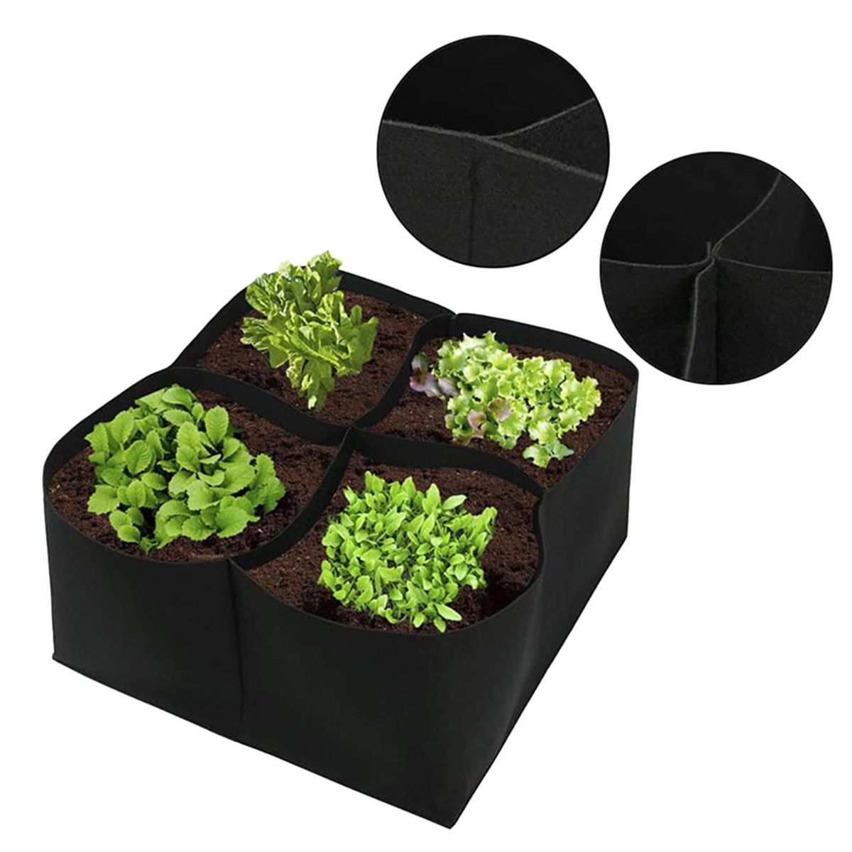 Plant Grow Bags 4-grid Breathable Non-woven Fabric Plant for Potatoes Black