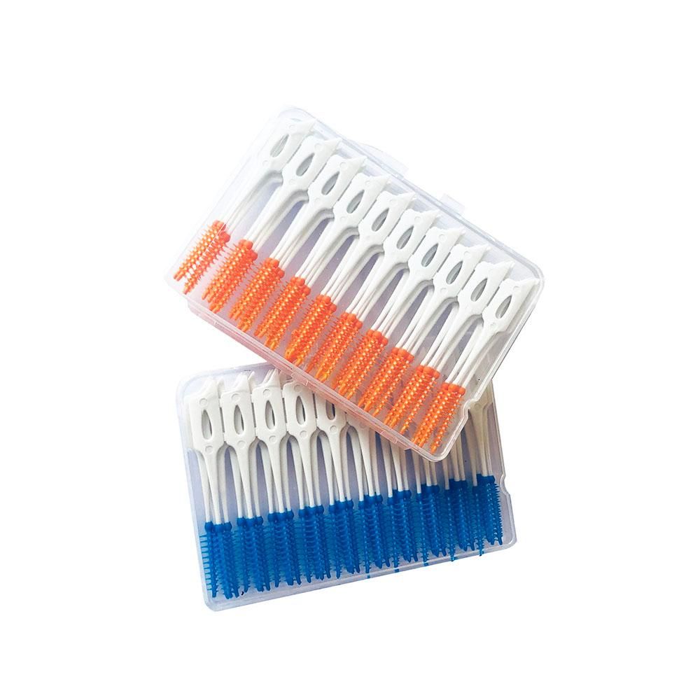 80Pcs/Box Dental Floss Interdental Brush Teeth Stick Toothpick Soft Silicone Tooth Picks Oral Cleaning Care