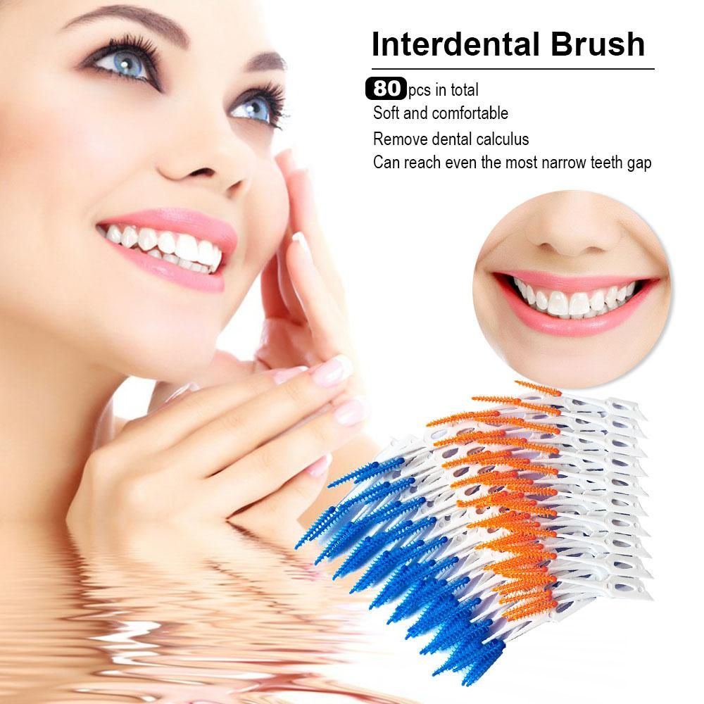 80Pcs/Box Dental Floss Interdental Brush Teeth Stick Toothpick Soft Silicone Tooth Picks Oral Cleaning Care