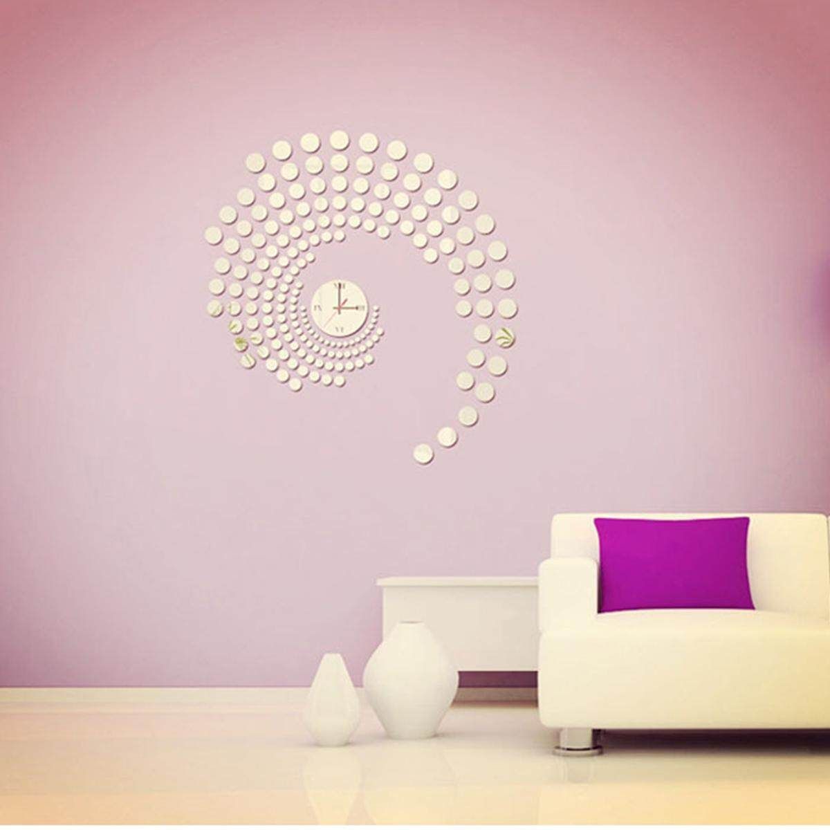 3D DIY Peacock Dot Sticker Mirror Elegant Wall Clock Sticker Home Decoration