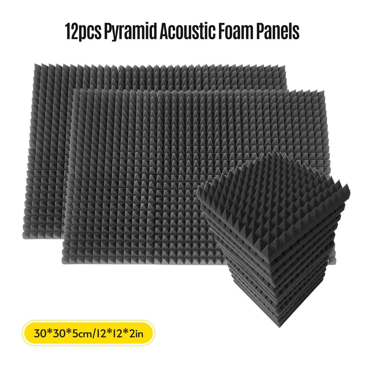 12pcs 12*12*2inch High Density Studio Acoustic Foams Panels Sound Insulation Foam Fire Retardant for Studio KTV Broadcast Family Theater