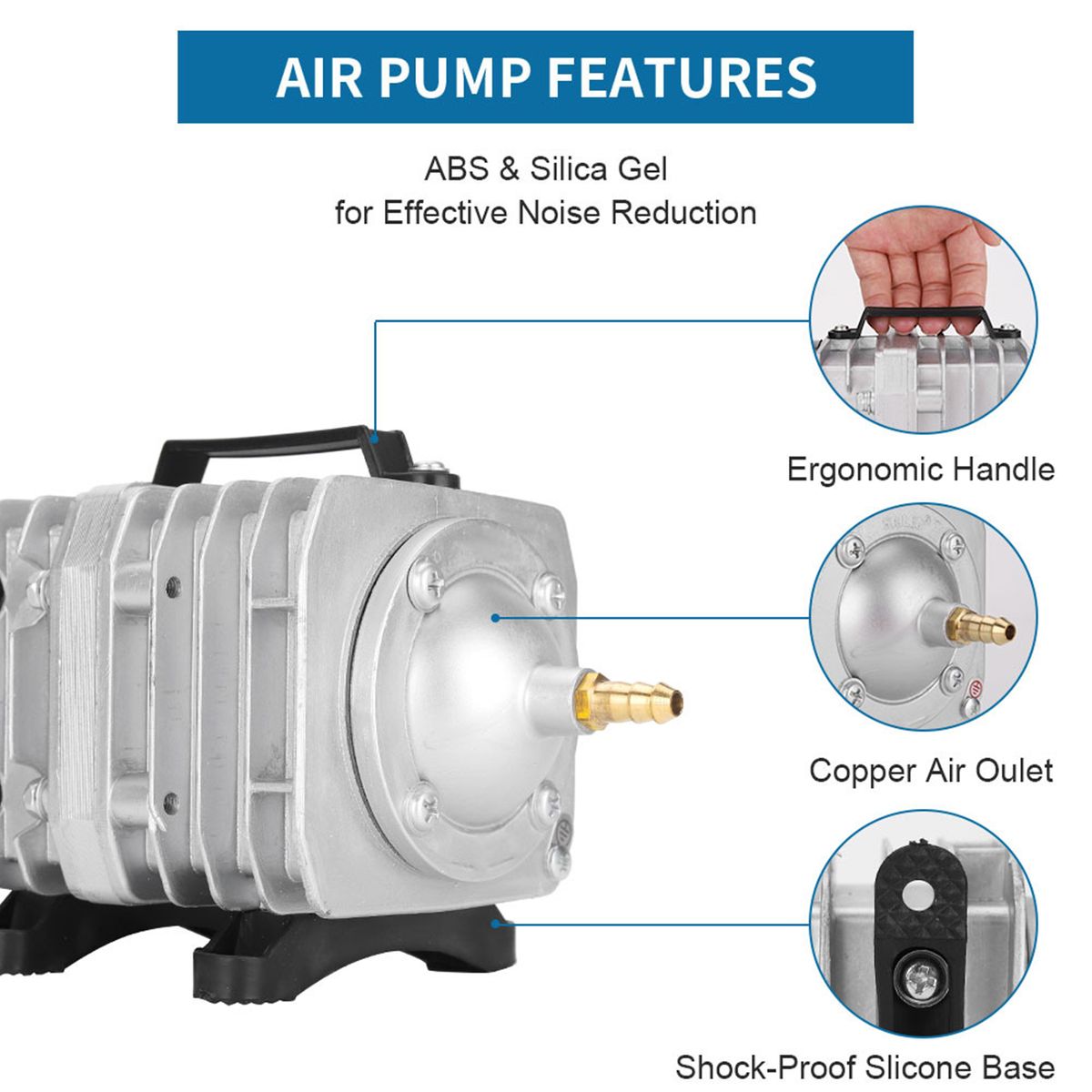 ACO318 HAILEA Commercial Air Pump 45W Single Outlet 6 Valve