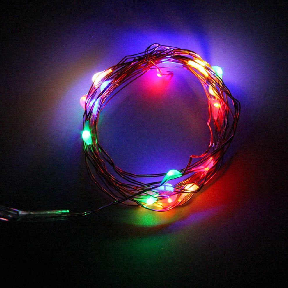 2m 20 LEDs Button Battery Operated LED Copper Wire String Fairy Lights Party Colorful
