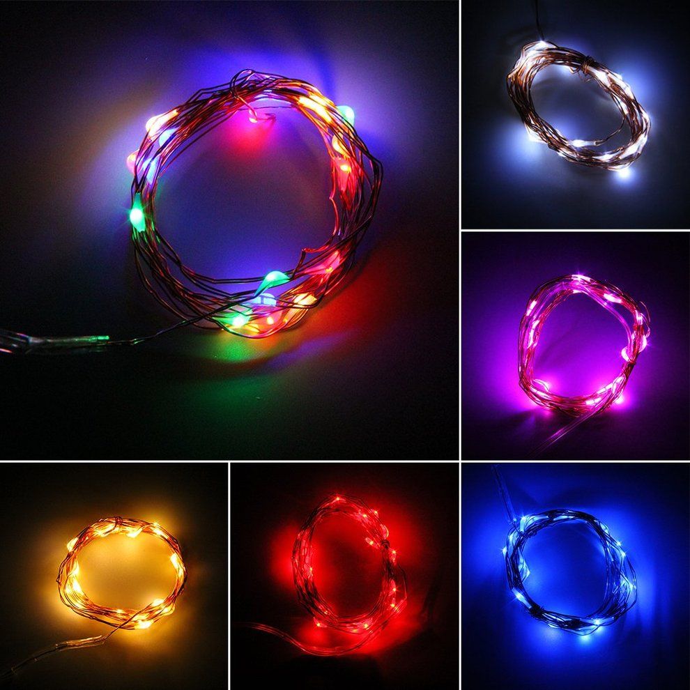 2m 20 LEDs Button Battery Operated LED Copper Wire String Fairy Lights Party Colorful