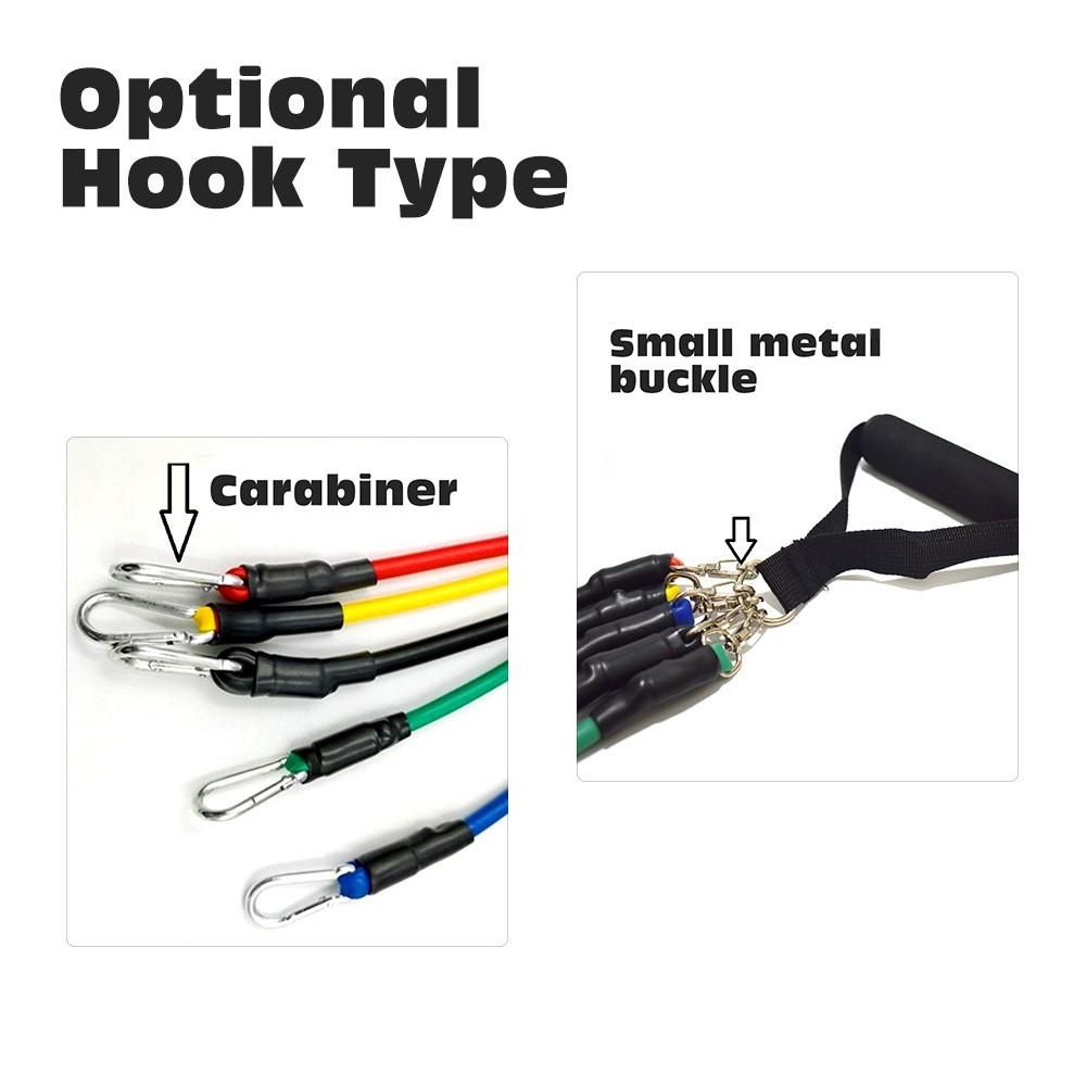 11pcs/Set Pull Rope Fitness Exercises Resistance Bands TPE Tubes Pedal Isolation Belt Set Tension Band Muscle Training for Home Gym